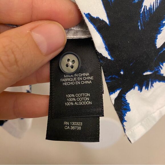 Kenneth Cole reaction palm tree button up short sleeve shirt Hawaiian tropical M - Picture 9 of 9